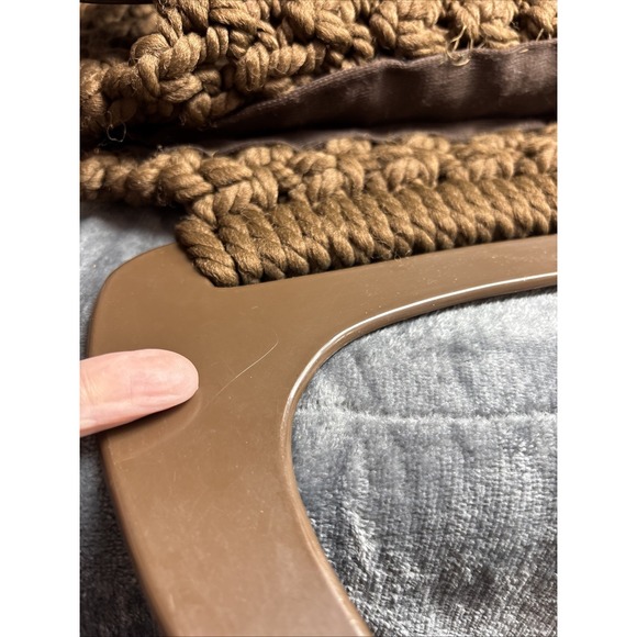 Vintage‎ Macrame Woven Purse Brown Oversized Handles 60s 70s Retro Hippie Boho - Picture 16 of 16